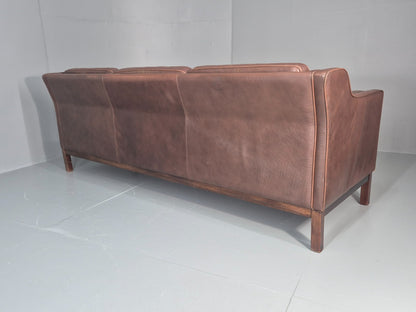 3 Seater Leather Sofa Vintage Mid Century Mogensen Shape 1970 Retro EB11356 M3SS16