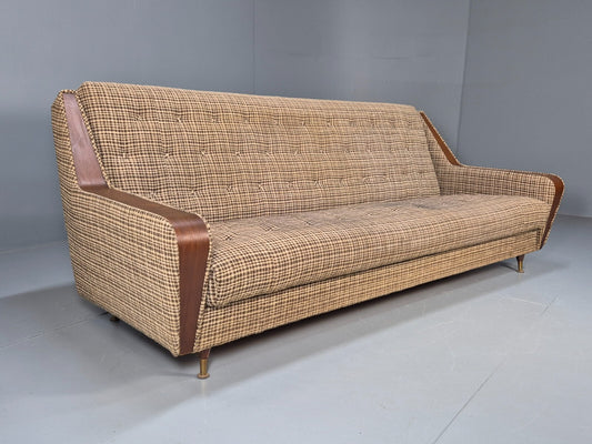Vintage Mid Century Sofa Bed Teak Details to Arm 1960s Retro MCM EB9404 M4SS - UKDK FURNITURE