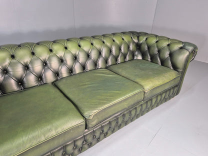 3 Seater Chesterfield Sofa Green Leather Studded Vintage EB11027 VCHE3
