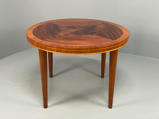 Vintage Art Deco Table Round Walnut Inlay 1950s Swedish EB11191 MWOO0