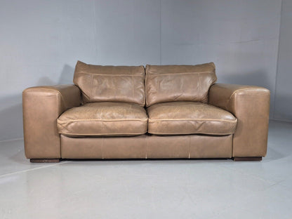 Vintage 2 Seat Sofa Taupe Leather Italian Modern Style EB8163 M2SS - UKDK FURNITURE