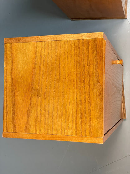 Pair Of Vintage Oak And Melamine Rotating Bedside Units EB8671 MWOO - UKDK FURNITURE