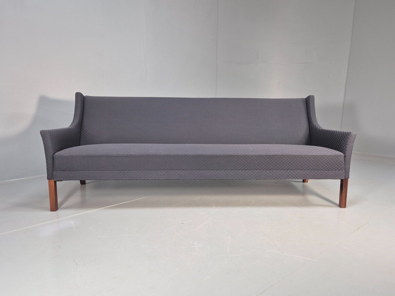 Vintage Danish 3 Seat Sofa Blue Check Cotton Mogensen MCM 1960s EB8589 M3SS - UKDK FURNITURE