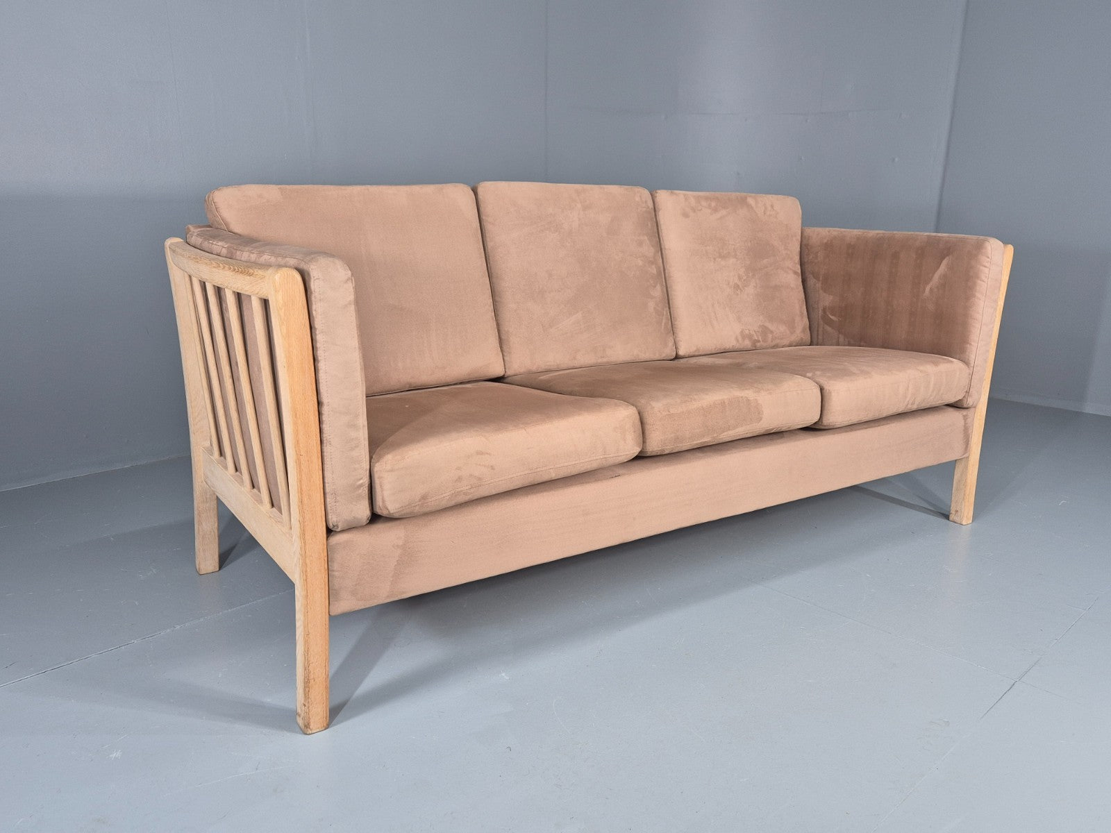 Vintage 3 Seat Sofa Danish Design Faux Suede Upholstery 1980s Retro EB10539 M3SS0