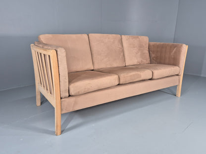 Vintage 3 Seat Sofa Danish Design Faux Suede Upholstery 1980s Retro EB10539 M3SS0