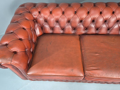 Three Seater Red Leather Chesterfield Quality Version Retro EB11031 VCHE7