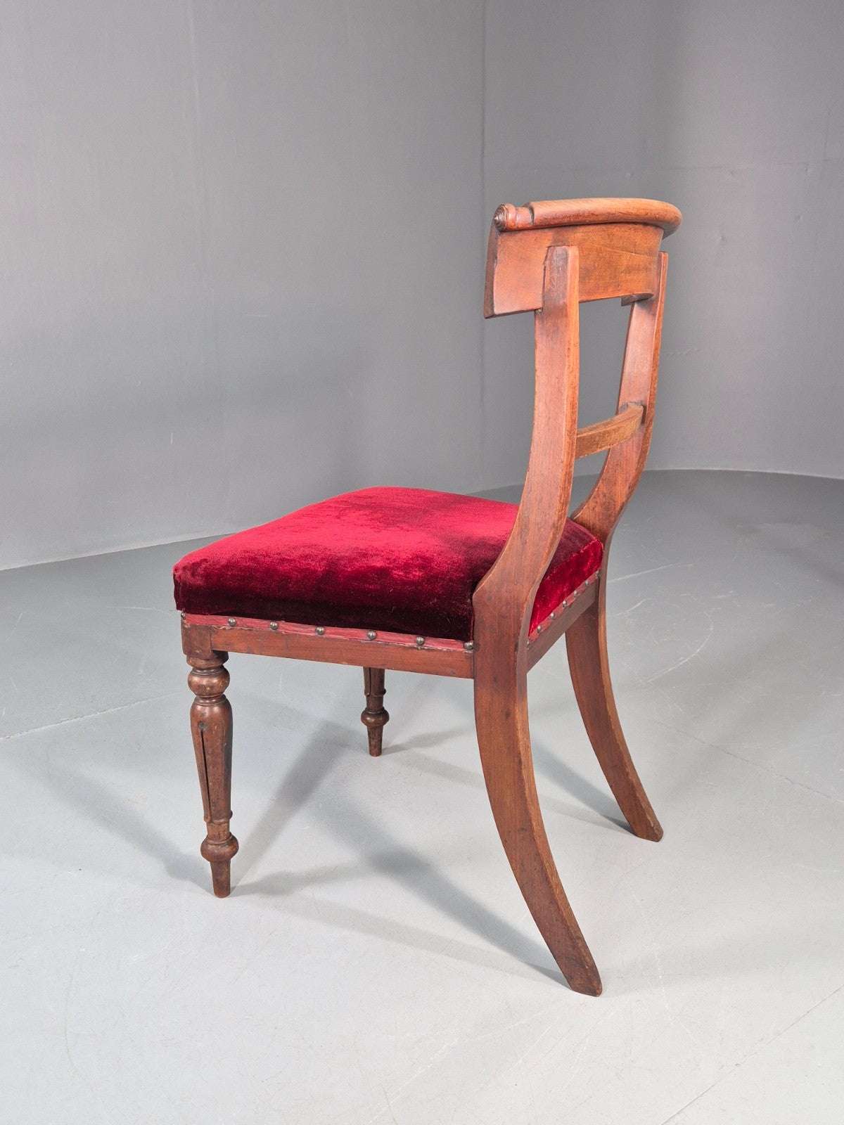 Antique William IV Mahogany Dining Chair Red Velvet Upholstery 1830 EB11224 VDIN9