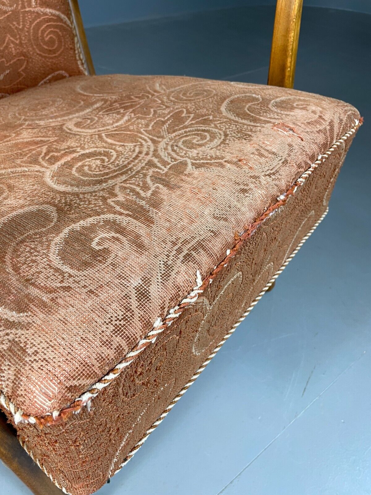 Vintage Danish Lounge Chair Beech Frame Floral Moquette Retro MCM EB6955 MNOR - UKDK FURNITURE