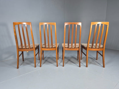 4 Vintage teak Dining Chairs High Back William Lawrence Brown Pads EB9392 MDIN - UKDK FURNITURE