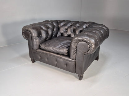 Vintage Black Leather Chesterfield Chair EB9471 VLEA - UKDK FURNITURE