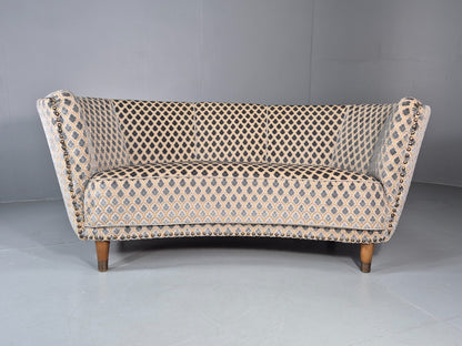 Vintage Three Seater Danish Banana Sofa 1930s Art Deco Cut Cotton EB10782 V3SS3