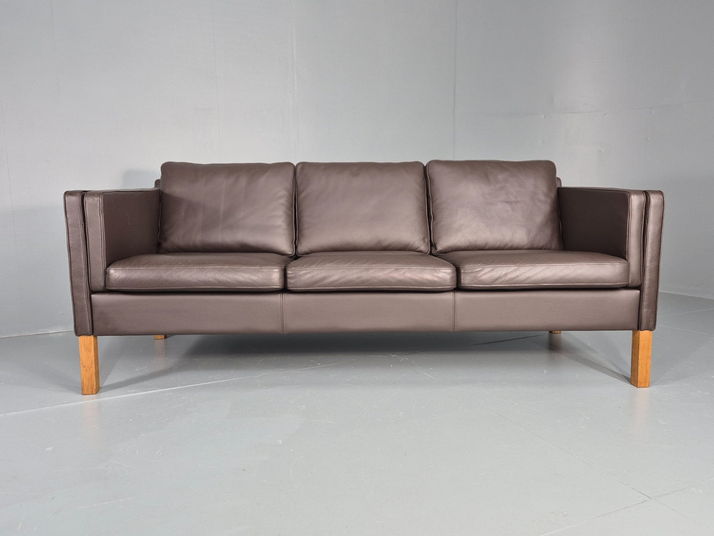 Vintage Danish 3 Seat Brown Leather Sofa Mid Century Style  Retro EB10544 M3SS5