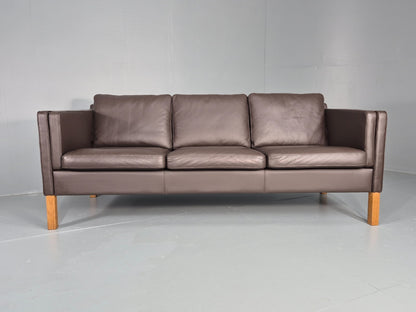 Vintage Danish 3 Seat Brown Leather Sofa Mid Century Style  Retro EB10544 M3SS5