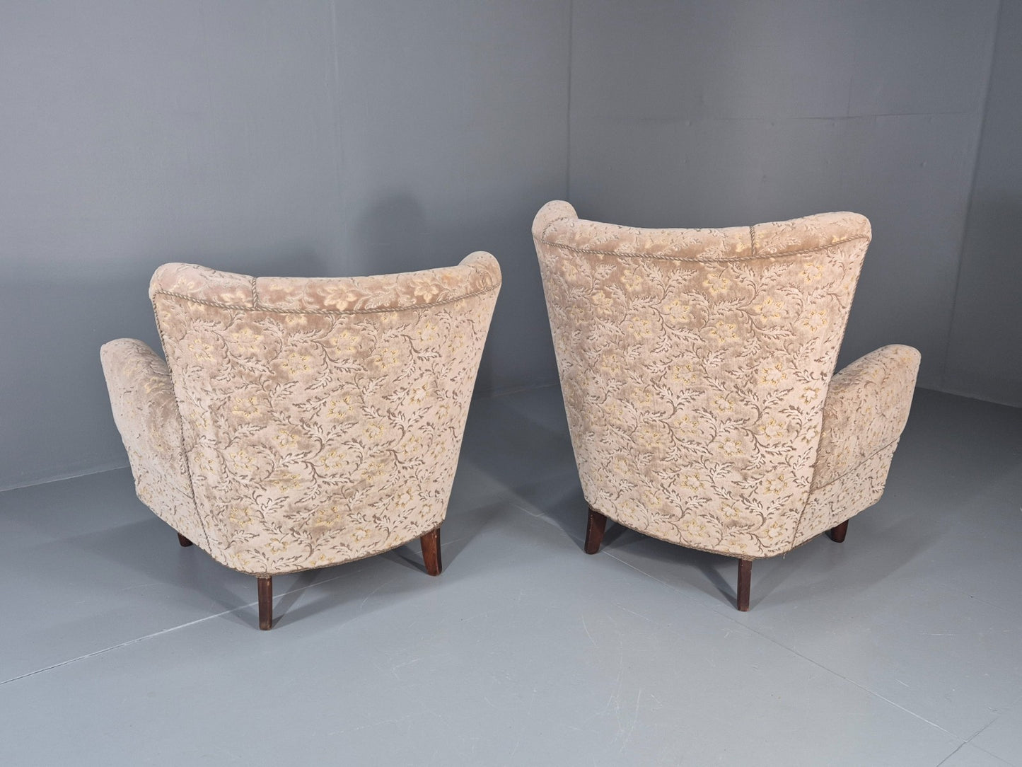 2 1950s Lounge Chairs Mid Century Danish Floral Moquette Retro  EB11318 MNOR5