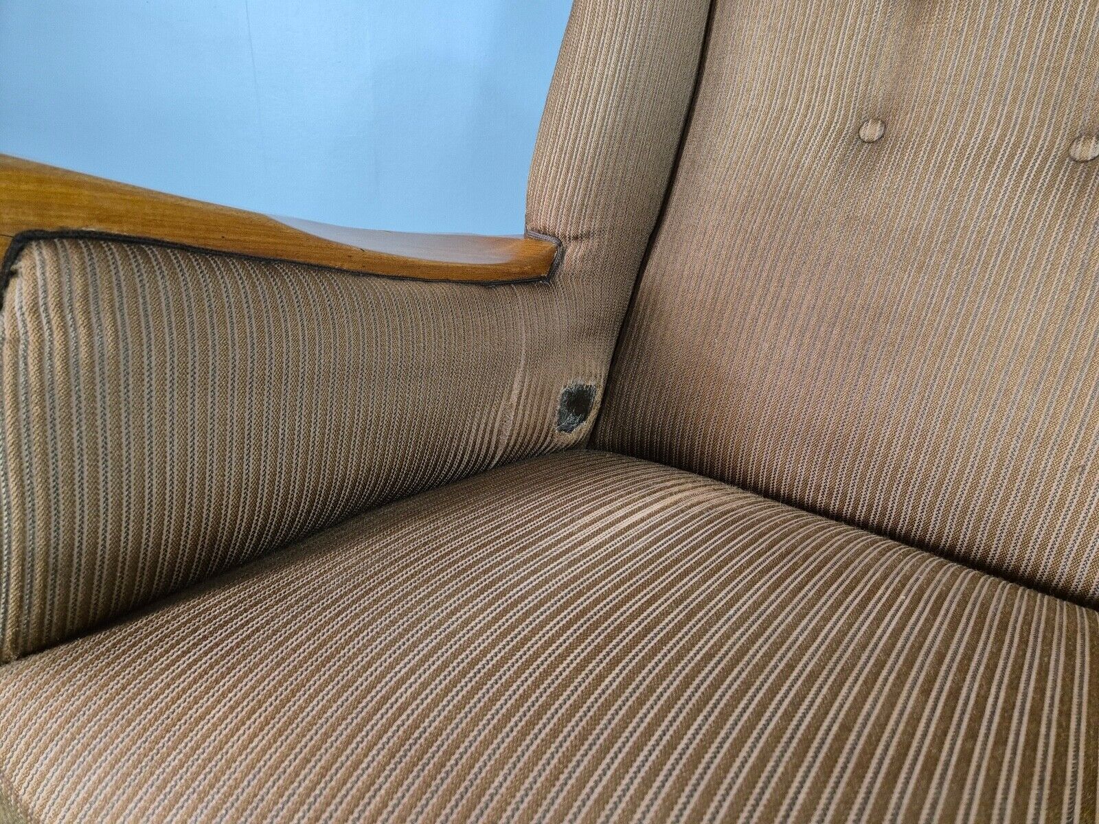 Vintage Danish 3 Seat Sofa Brown Wool High Back 1950s Retro MCM EB7504 M3SS - UKDK FURNITURE