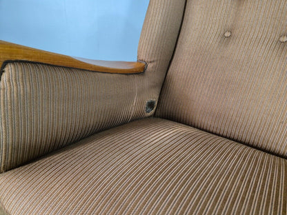Vintage Danish 3 Seat Sofa Brown Wool High Back 1950s Retro MCM EB7504 M3SS - UKDK FURNITURE