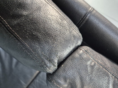 Vintage Danish 3 Seat Black Leather Sofa Modern Design MCM Retro EB9063 M3SS - UKDK FURNITURE