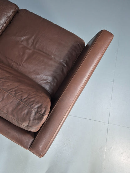 Vintage Danish Two Seater Settee in Brown Leather 1970s Danish Retro EB8351 M2SS12