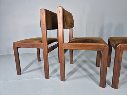 4 Vintage 1970s G Plan Dining Chairs Teak Frames Brown Velour Retro EB11888 MDIN6