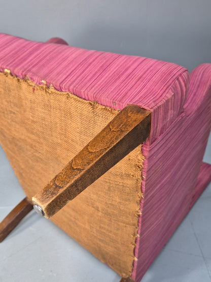 Vintage Danish Pink Chenille Lounge Chair 1950s Retro Mid Century EB10211 MNOR6
