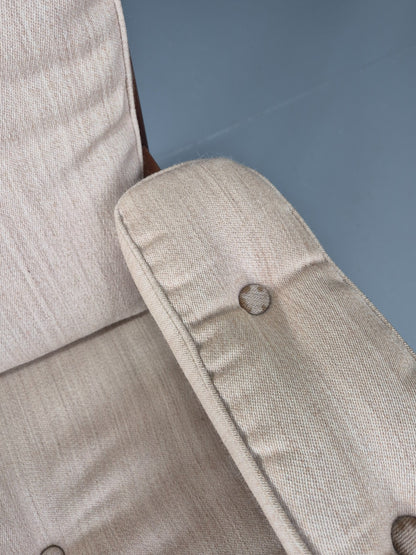 Vintage Gotte Lounge Chair 1970s Swedish Cream Cloth Retro MCM EB11332 MNOR5