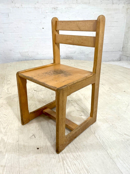 4 Vintage Danish Beech and Plywood School Chairs. Child Size, MCM EB4319 MDIN - UKDK FURNITURE