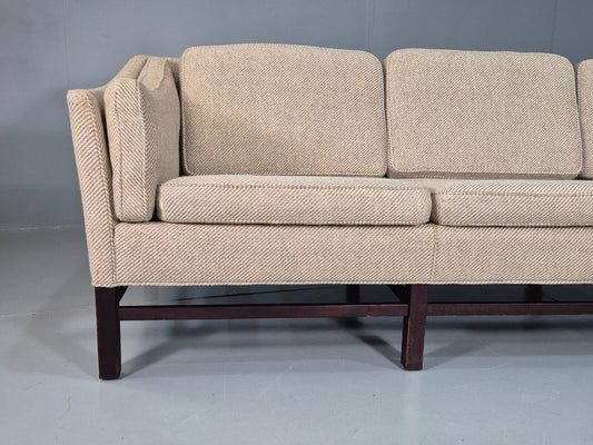 Vintage Danish 3 Seat Sofa Beige Wool Legged Frame 1980s Retro MCM EB7792 M3SS - UKDK FURNITURE