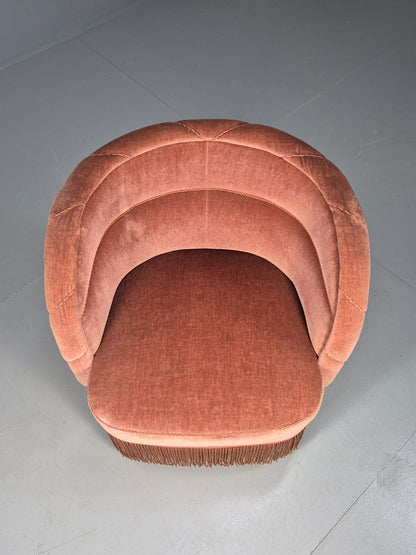 Vintage Pink Art Deco Tub Chair Danish 1930s Tassels EB9619 VCLO - UKDK FURNITURE