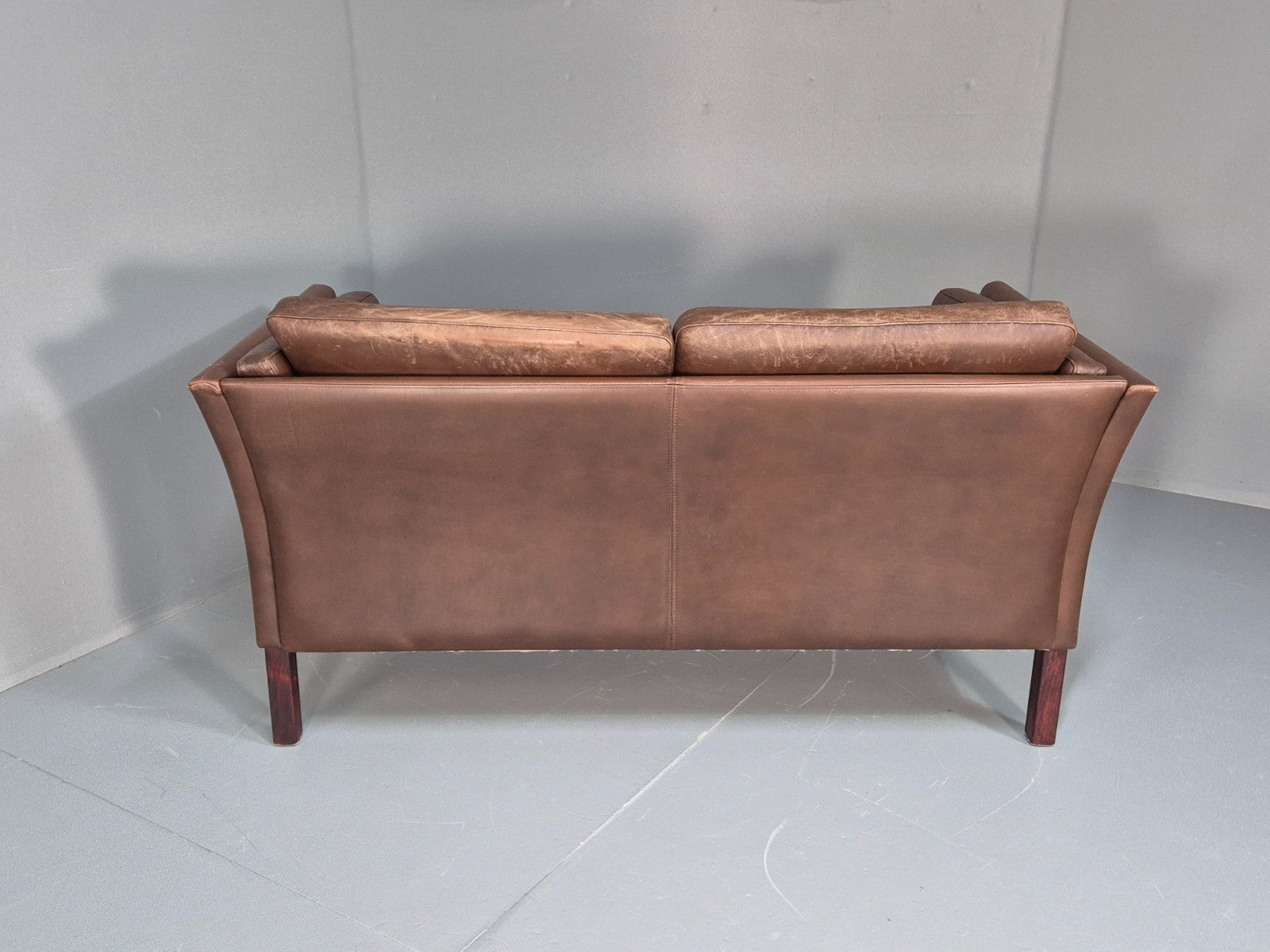Vintage Danish Two Seater Sofa Brown Leather Mid Century Design 70s EB10070 M2SS18