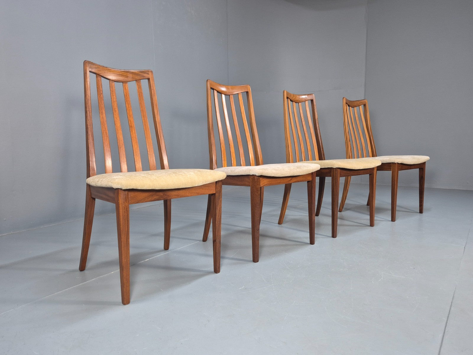 Vintage G Plan Fresco Dining Chairs 4 Teak Cream Seats 1970s Retro EB10206 MDIN1