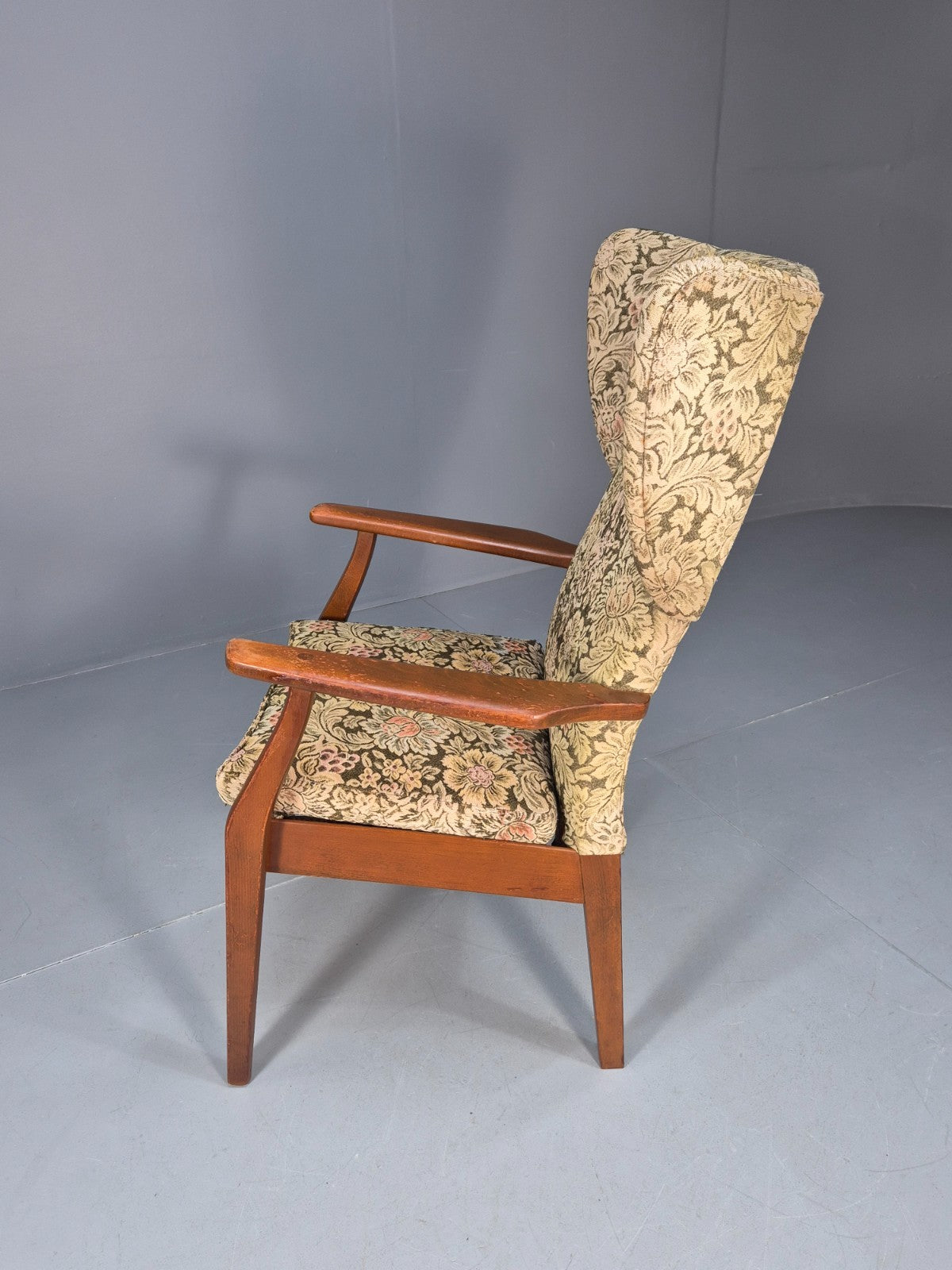 Vintage Parker Knoll Wingback Armchair 1960s Floral Print Retro EB10426 MNOR10