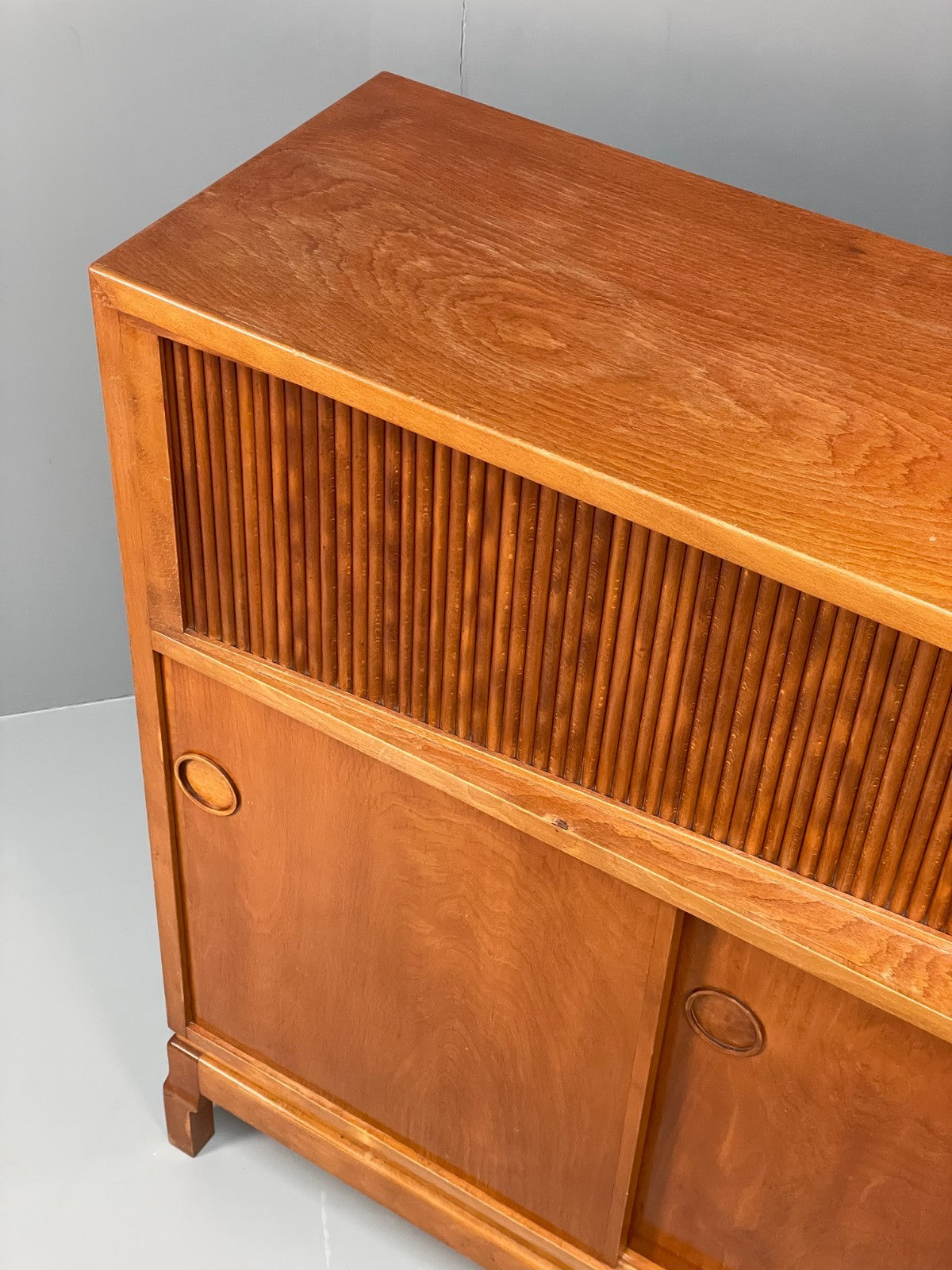 Vintage Danish 1950s Highboard Tambour Front  Cherry Wood Shelving EB10869 MWOO5