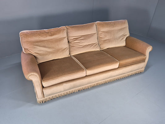 1970s Gold Velour Luxury Three Seater Settee tassels Retro   EB10632 V3SS1