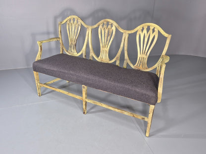 Hepplewhite Three Seater Settee New Grey Upholstery Reproduction  EB10993 VWOO5