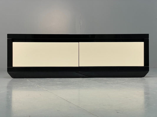 Italian Gloss Black & Off White 1980s Style Tv Unit With Drawers EB8686 MWOO - UKDK FURNITURE