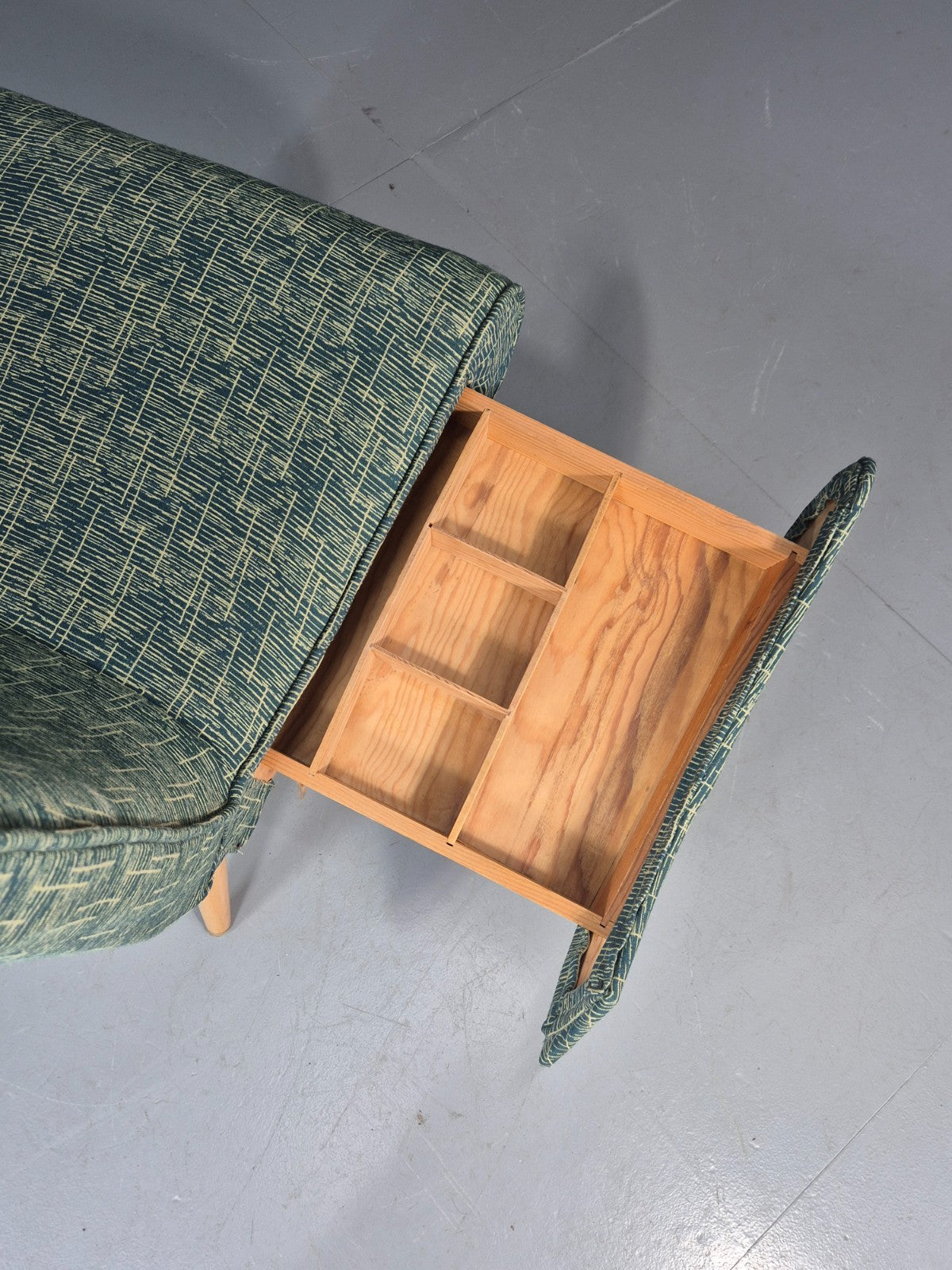Vintage Swedish Retro Chair Newly Upholstered Hobby Chair Drawer EB11084 MNOR9