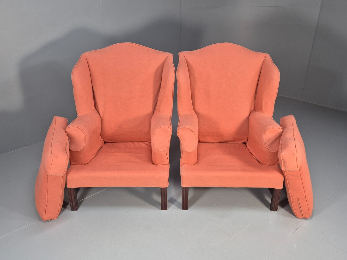2 Vintage Georgian Style Wingback Armchairs 1950s Reproduction EB9469 VCLO - UKDK FURNITURE