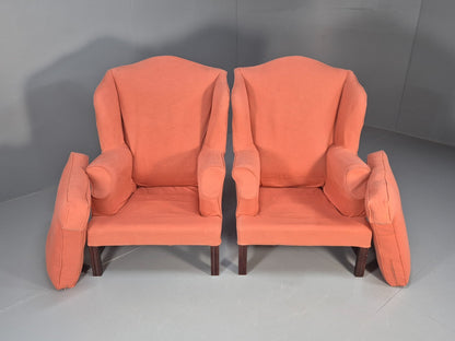 2 Vintage Georgian Style Wingback Armchairs 1950s Reproduction EB9469 VCLO - UKDK FURNITURE