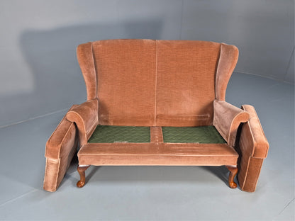 Parker Knoll Wingback Two Seater Settee Peach Velour 1960s Retro EB10654 V2SS6