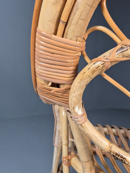 Vintage Cane Work Armchair Unusual Styling 1970s Retro EB9688 VBER - UKDK FURNITURE