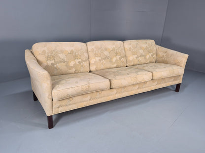 Vintage Danish 3 Seat Sofa Mid Century Shape Floral Cream Cotton 70s EB9579 M3SS - UKDK FURNITURE