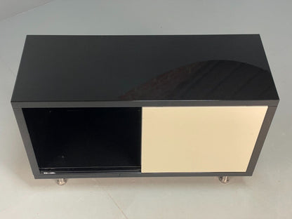 Modern Gloss Black Media Unit With Metal Legs Contemporary Storage EB8661 MWOO - UKDK FURNITURE