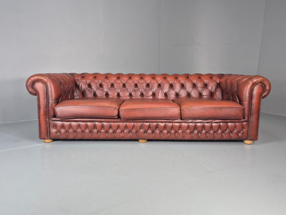 3 Seater Chesterfield Sofa Red Leather Studded Vintage EB11022 VCHE5