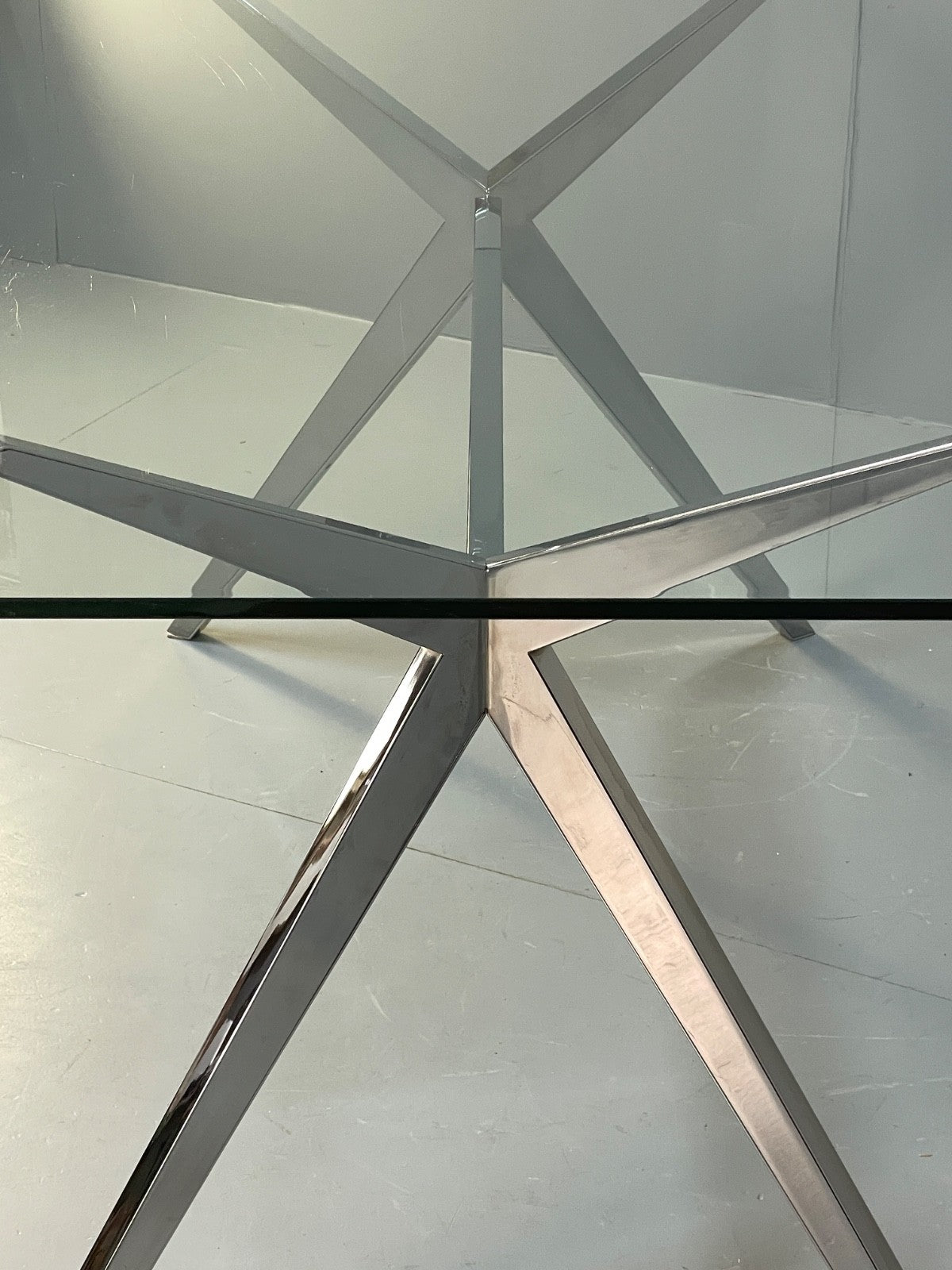 Glass & Chrome Dining Table By Calligaris Modern Minimal Design EB10357 MWOO10