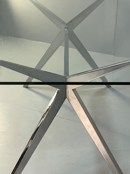 Glass & Chrome Dining Table By Calligaris Modern Minimal Design EB10357 MWOO10