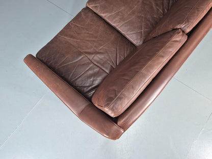 Mid Century Leather 3 Seat Sofa Brown Leather 1960s Retro  EB11367 M3SS22