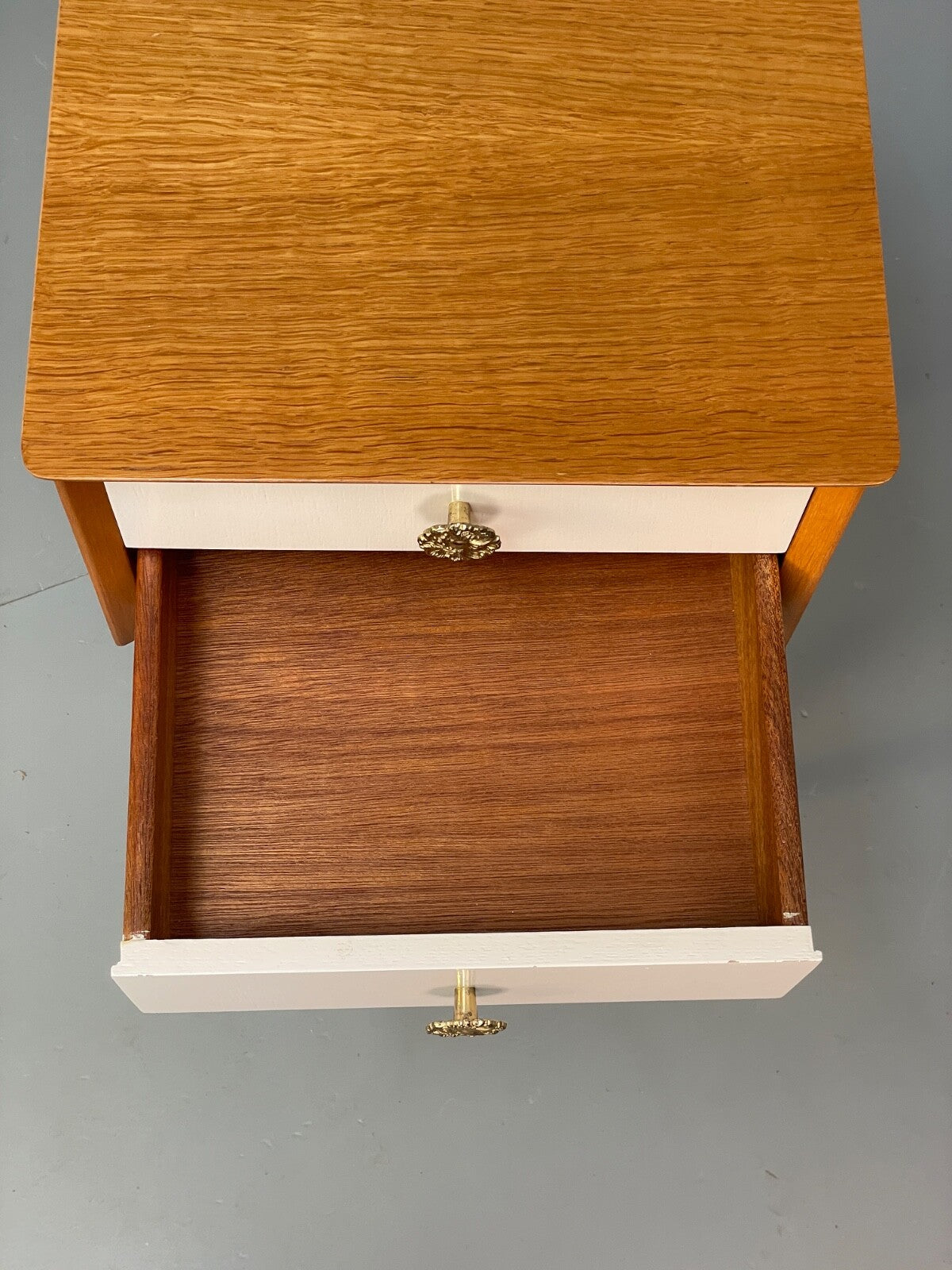 Vintage G Plan Oak Bedside Table 1950s Mid Century Black White Paint EB9814 MWOO - UKDK FURNITURE
