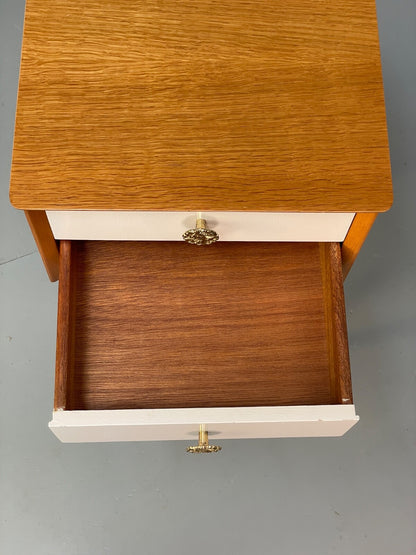 Vintage G Plan Oak Bedside Table 1950s Mid Century Black White Paint EB9814 MWOO - UKDK FURNITURE