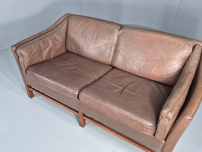 Vintage Danish 2 Seat Sofa Gunnar Grandt Design Brown Buffalo Hide EB9905 M2SS22