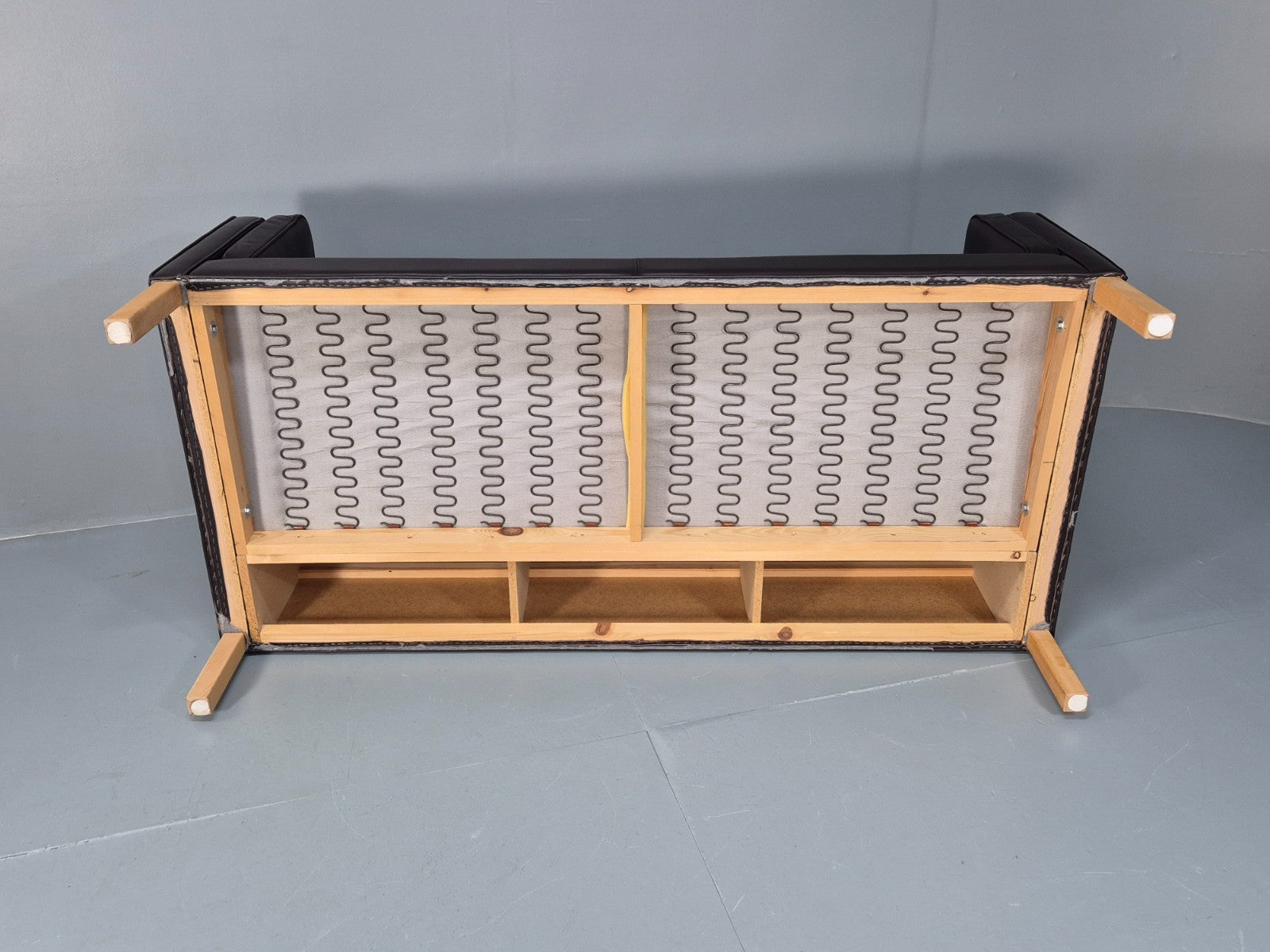 Mid Century Two Seater Sofa Danish Black Leather Mogensen Vintage  EB10107 M2SS8